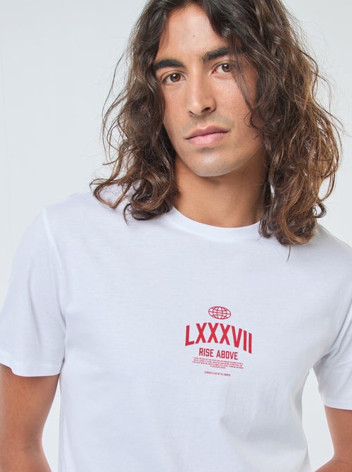 T-shirt imprimé à manches courtes et col rond - Kiabi