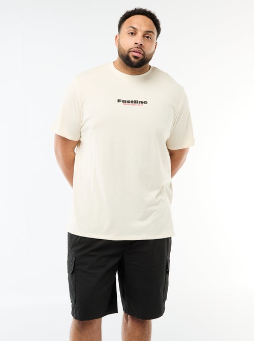 T-shirt imprimé à manches courtes et col rond - Kiabi