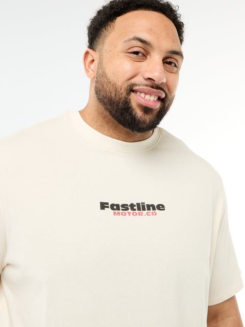 T-shirt imprimé à manches courtes et col rond - Kiabi