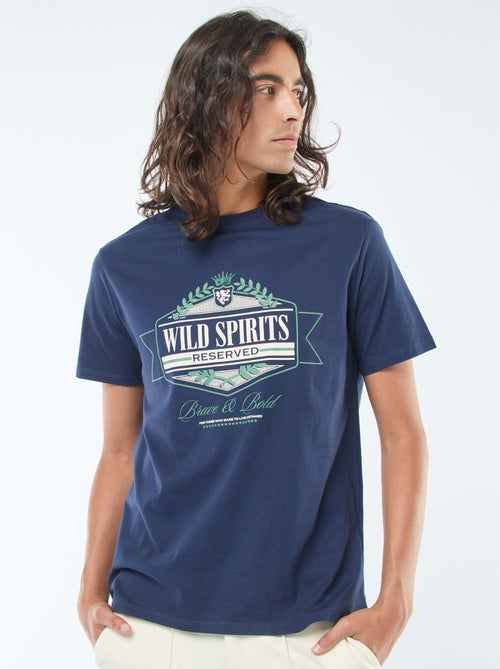 T-shirt imprimé à manches courtes et col rond - Kiabi