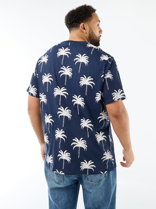 T-shirt imprimé à manches courtes et col rond - Kiabi