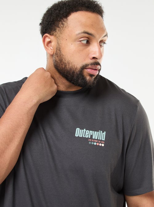 T-shirt imprimé à manches courtes et col rond - Kiabi