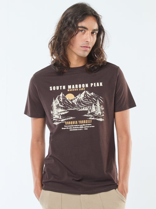 T-shirt imprimé à manches courtes et col rond - Kiabi