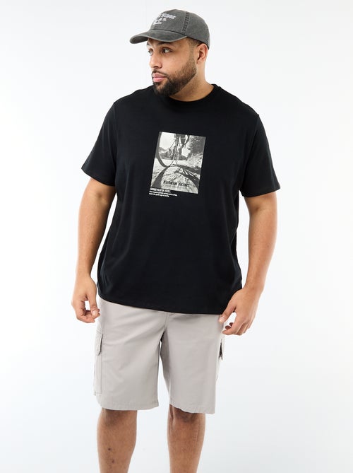 T-shirt imprimé à manches courtes et col rond - Kiabi