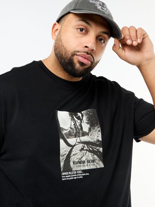 T-shirt imprimé à manches courtes et col rond - Kiabi