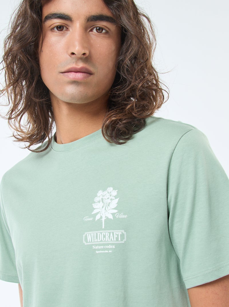 T-shirt imprimé à manches courtes et col rond Vert - Kiabi