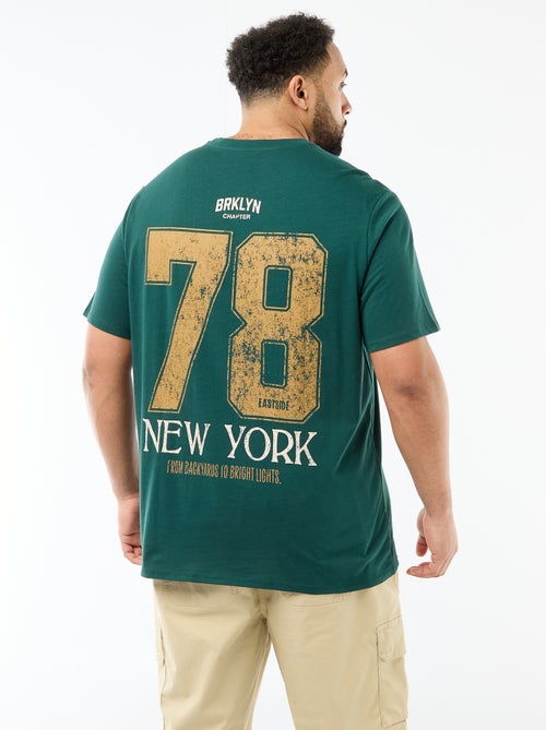 T-shirt imprimé à manches courtes et col rond - Kiabi