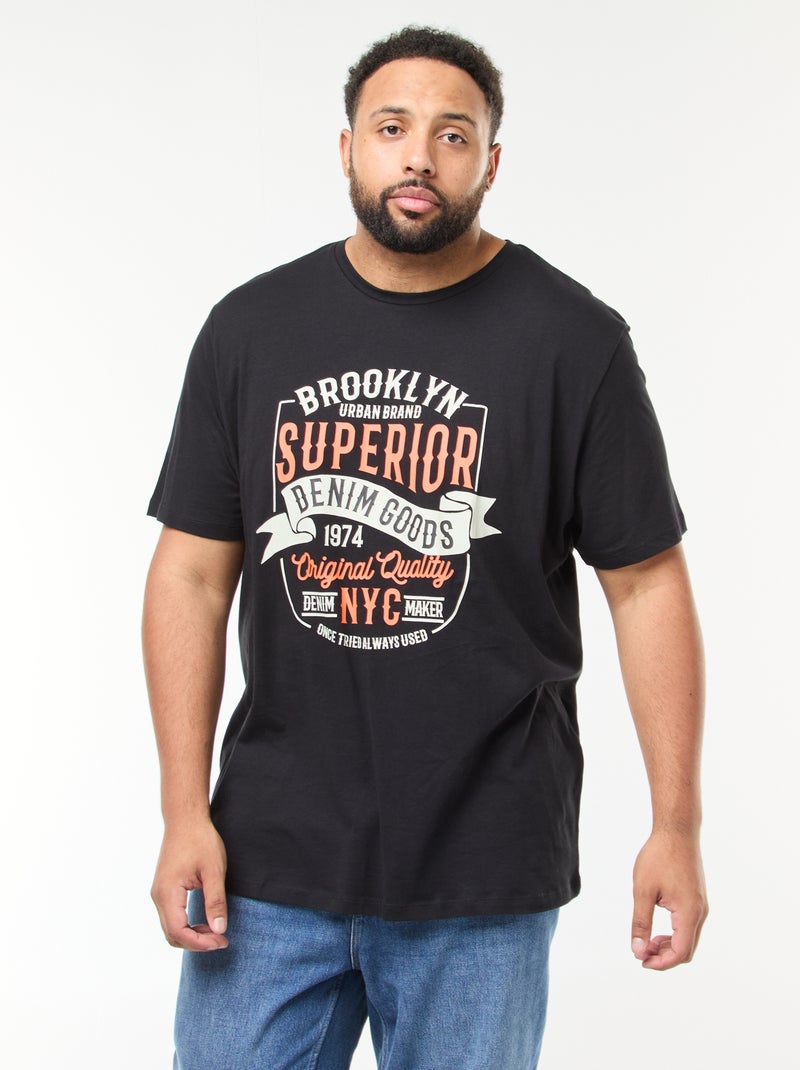 T-shirt imprimé à manches courtes Noir - Kiabi