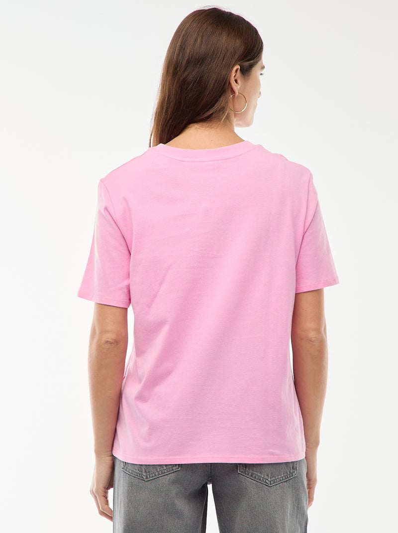 T-shirt imprimé à manches courtes Rose - Kiabi