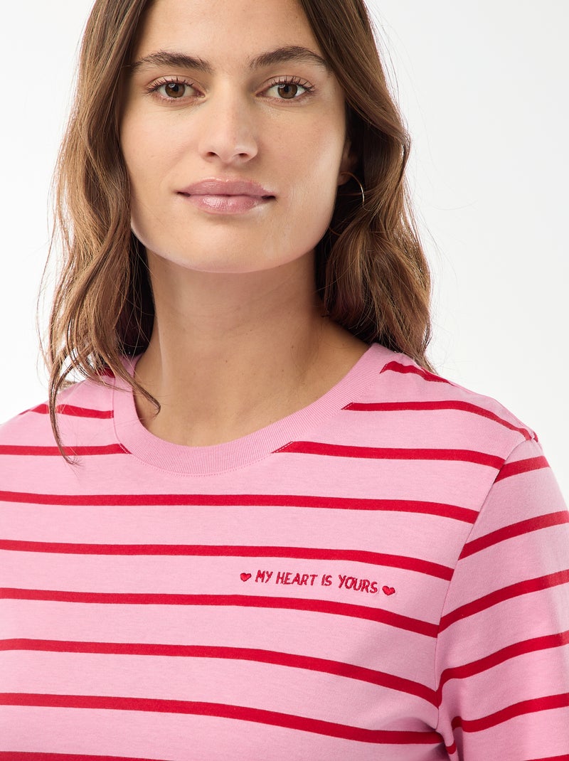 T-shirt imprimé à manches courtes Rose - Kiabi