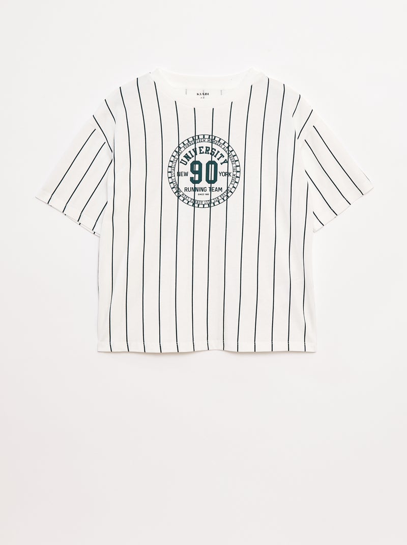 T-shirt imprimé à manches courtes style université américaine Bleu - Kiabi