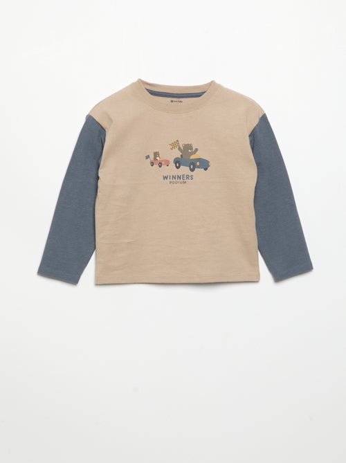 T-shirt imprimé à manches longues - Kiabi