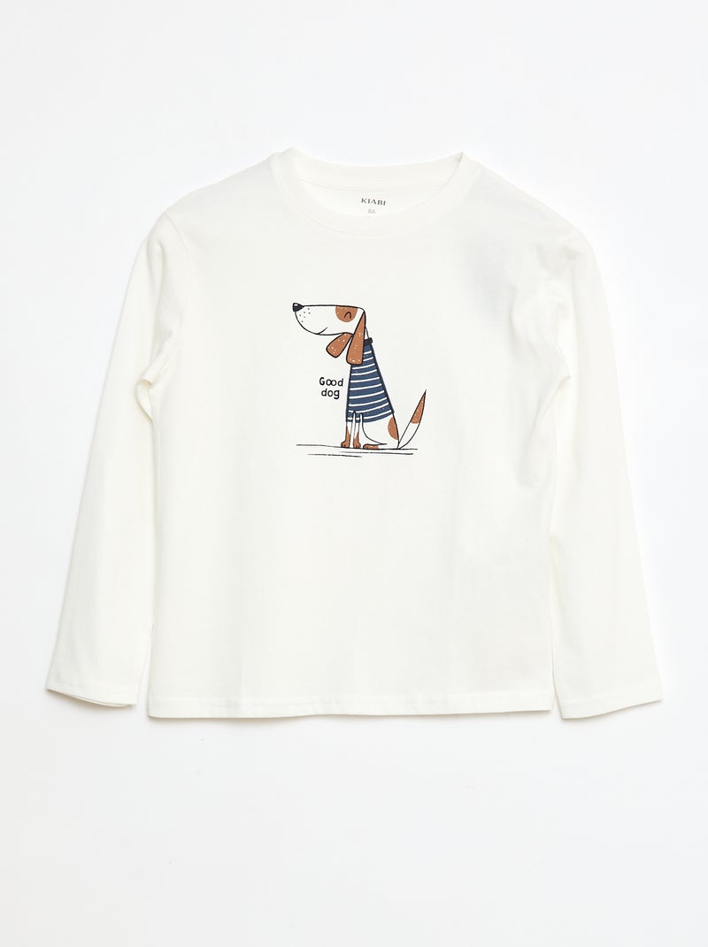 T-shirt imprimé à manches longues Blanc - Kiabi