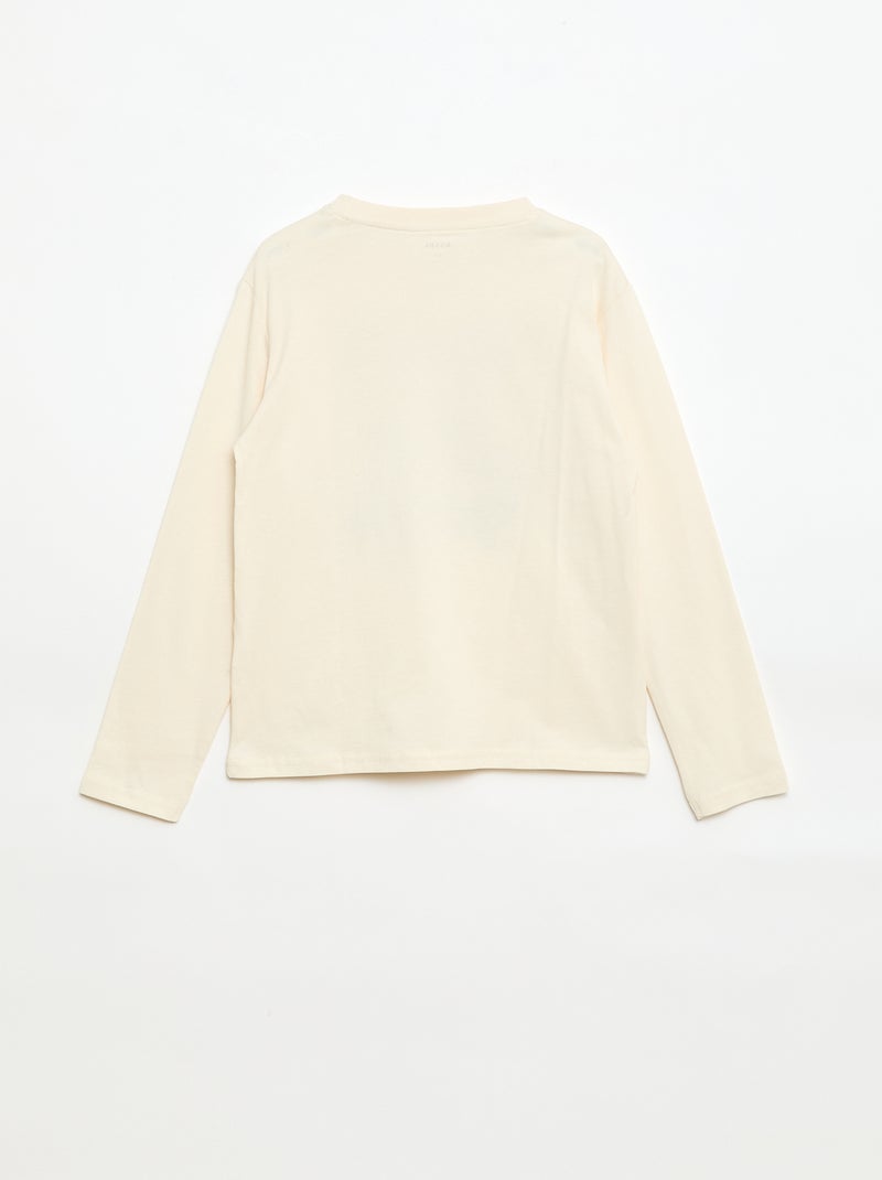 T-shirt imprimé à manches longues Blanc - Kiabi