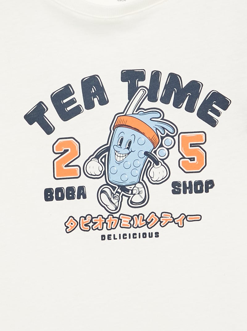 T-shirt imprimé à manches longues Blanc - Kiabi