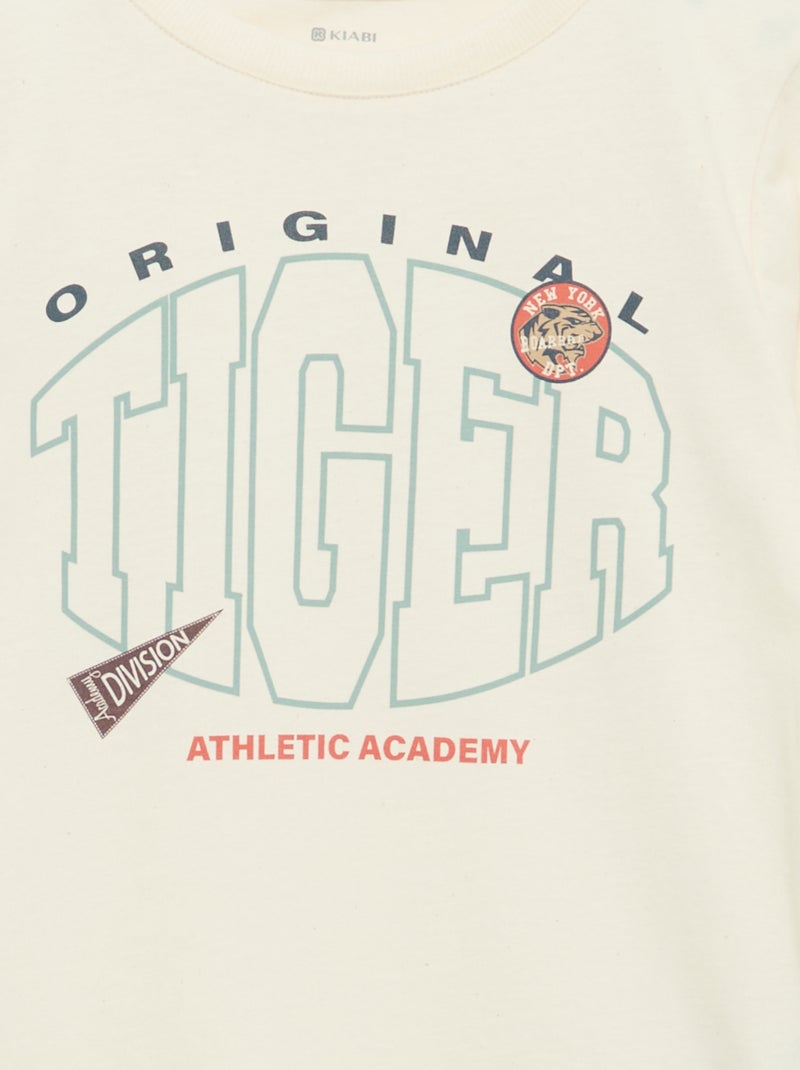 T-shirt imprimé à manches longues Blanc - Kiabi