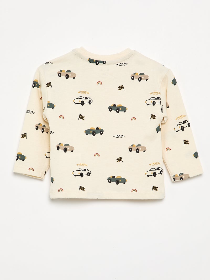 T-shirt imprimé à manches longues Blanc - Kiabi