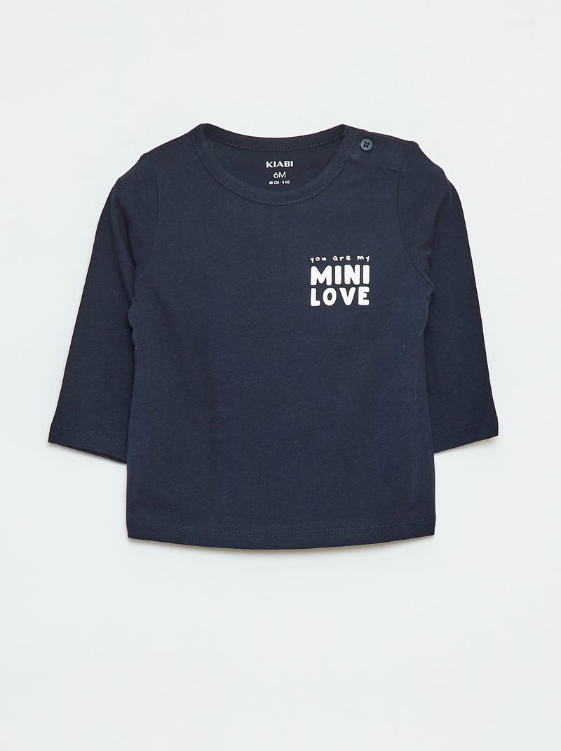 T-shirt imprimé à manches longues Bleu - Kiabi