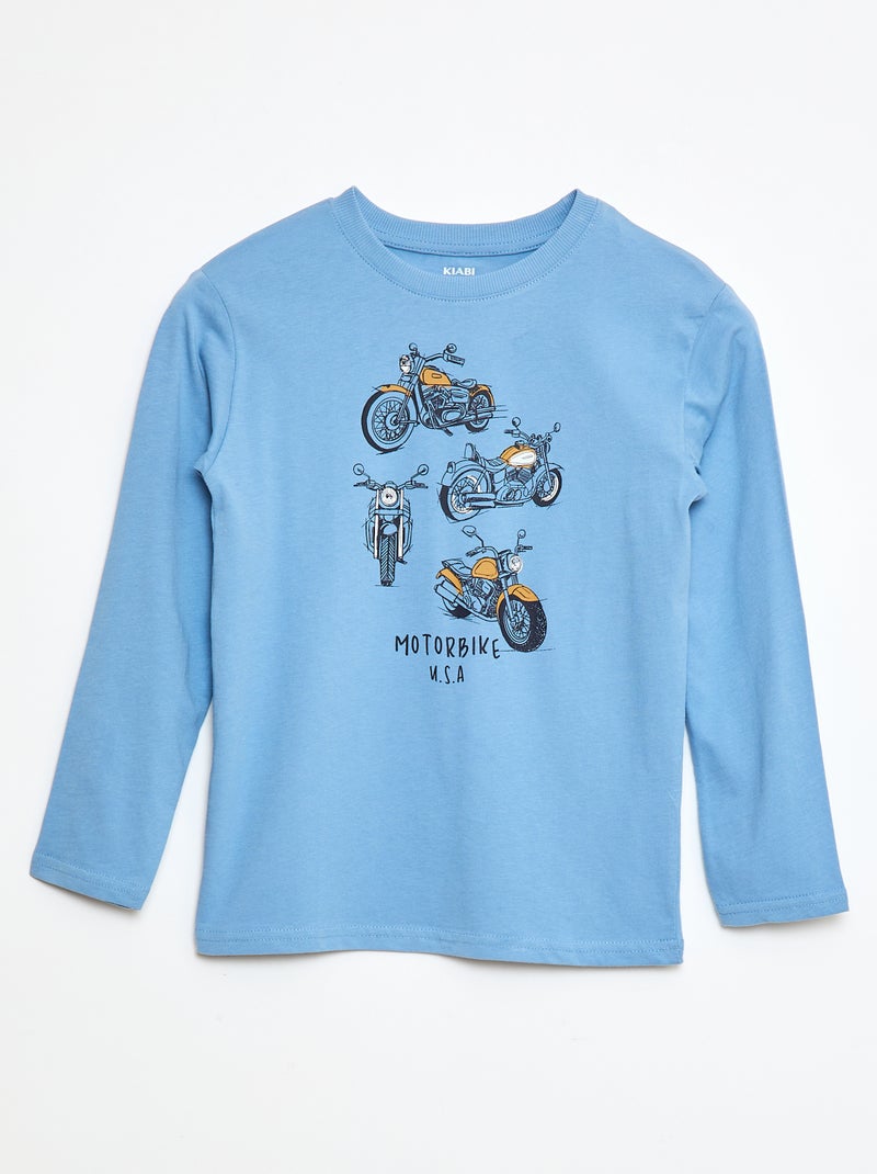 T-shirt imprimé à manches longues Bleu - Kiabi
