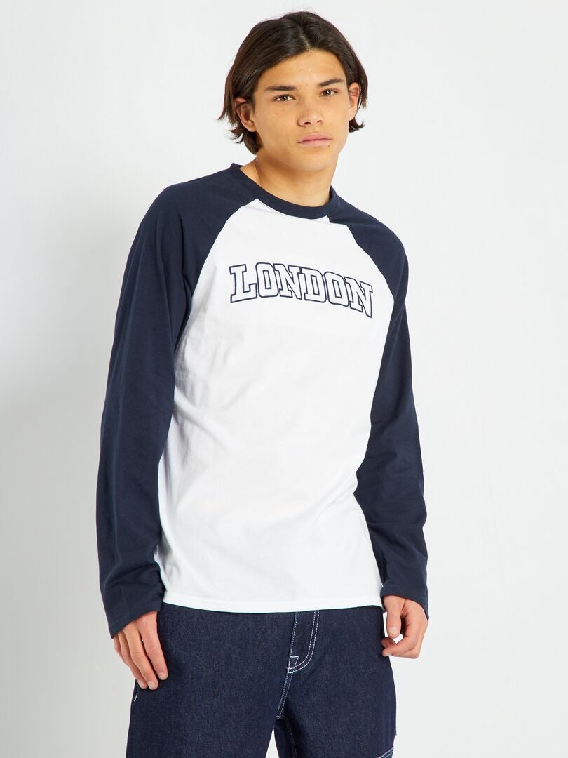 T-shirt imprimé à manches longues Bleu - Kiabi