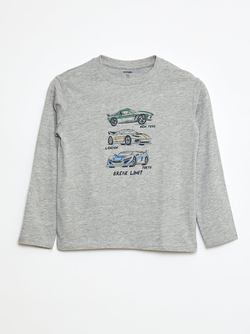 T-shirt imprimé à manches longues Gris - Kiabi