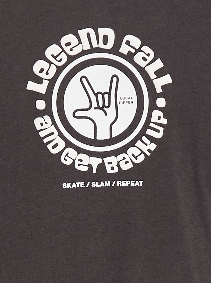 T-shirt imprimé à manches longues Gris foncé - Kiabi