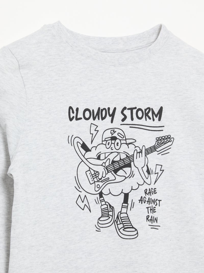 T-shirt imprimé à manches longues Gris - Kiabi