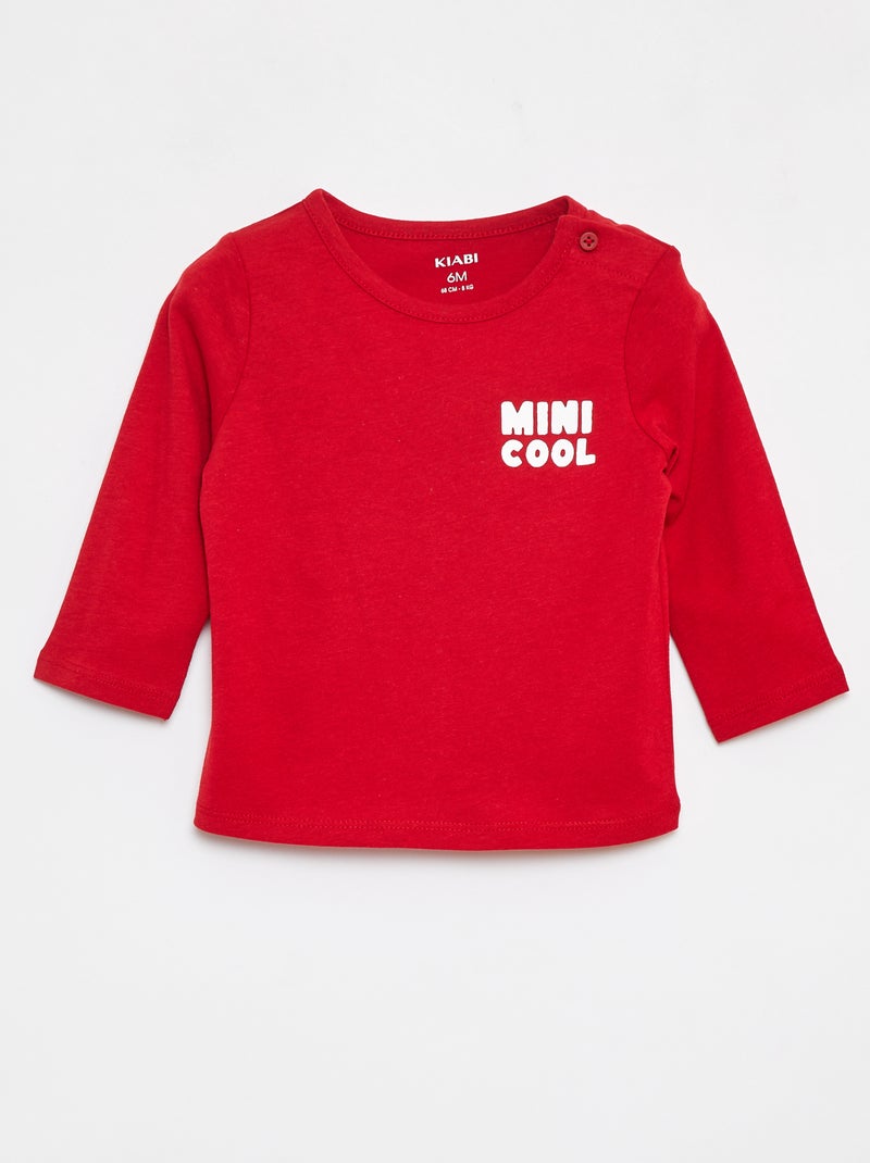 T-shirt imprimé à manches longues Rouge - Kiabi