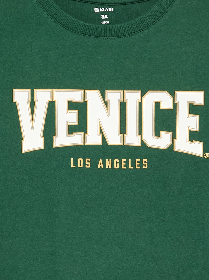 T-shirt imprimé à manches longues Vert - Kiabi