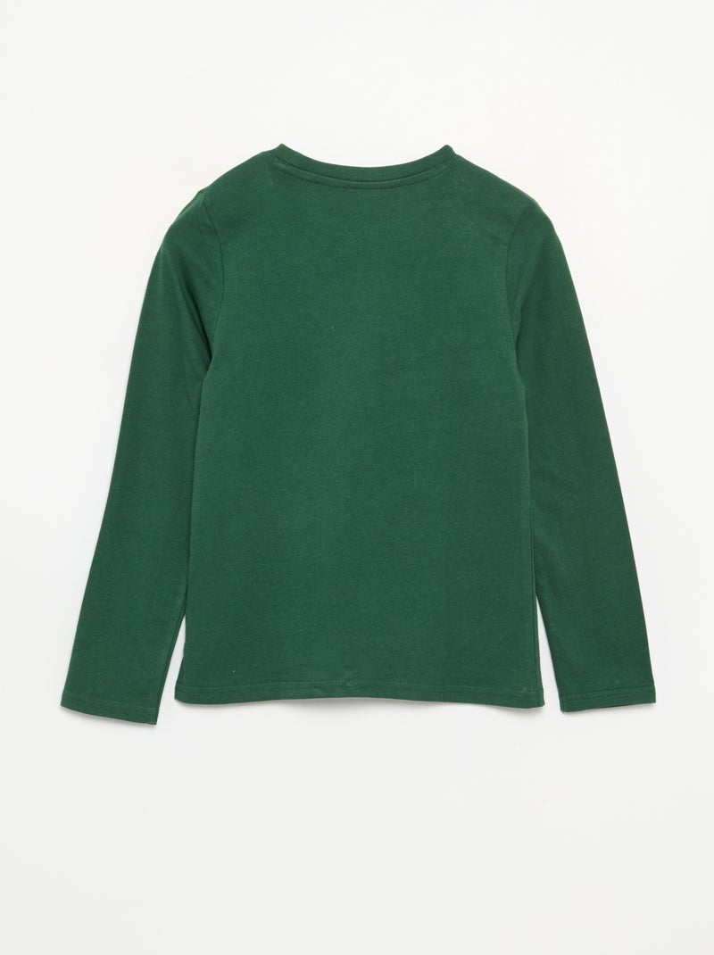 T-shirt imprimé à manches longues Vert - Kiabi