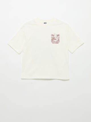 T-shirt imprimé à message à manches courtes
