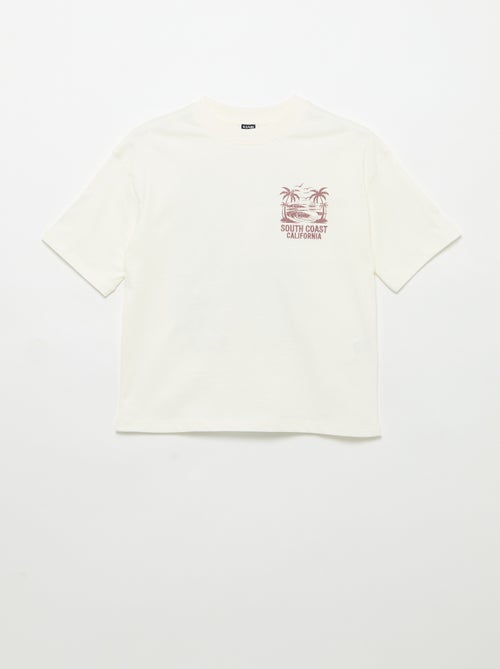 T-shirt imprimé à message à manches courtes - Kiabi