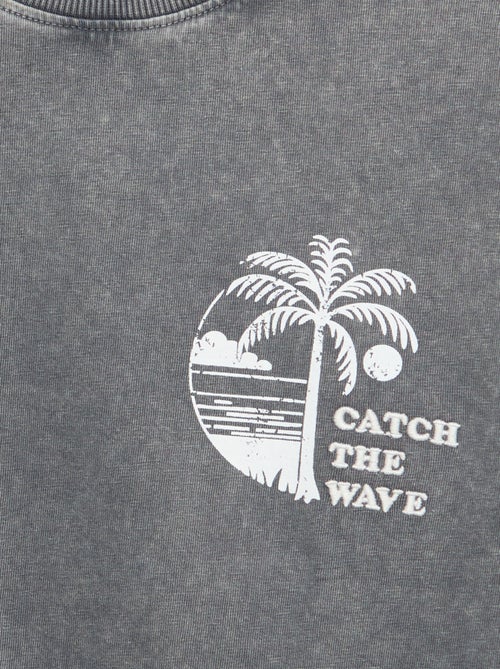 T-shirt imprimé à message à manches courtes - Kiabi