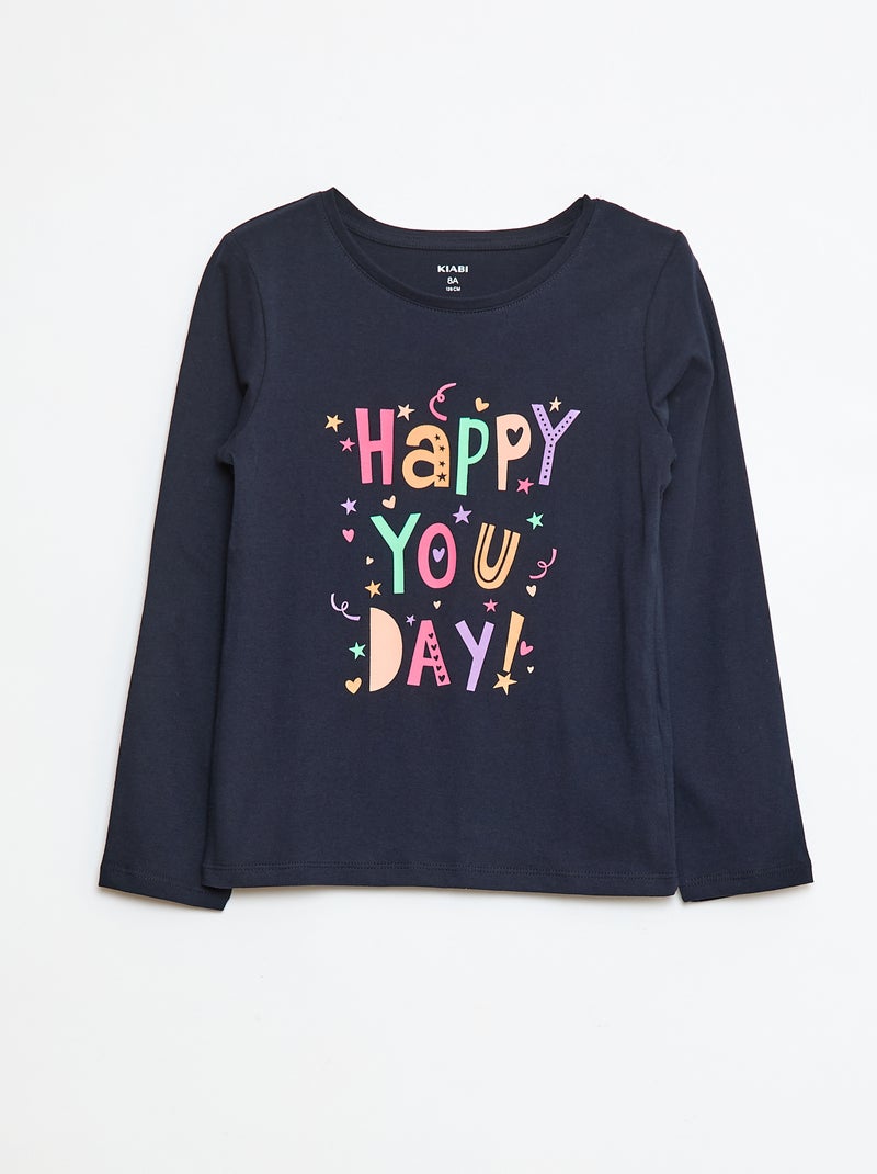 T-shirt imprimé à message Bleu - Kiabi