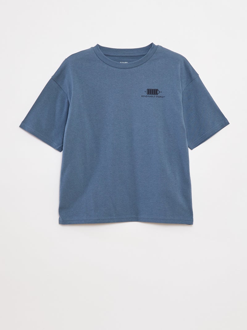 T-shirt imprimé à message Bleu - Kiabi