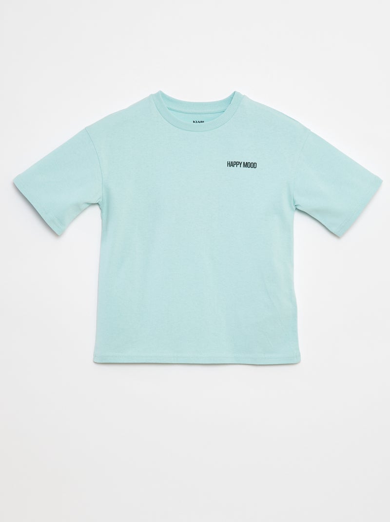 T-shirt imprimé à message Bleu - Kiabi