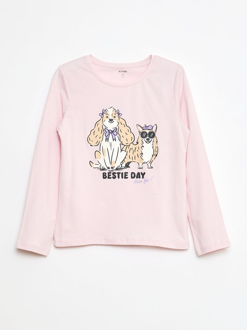 T-shirt imprimé à message Rose - Kiabi