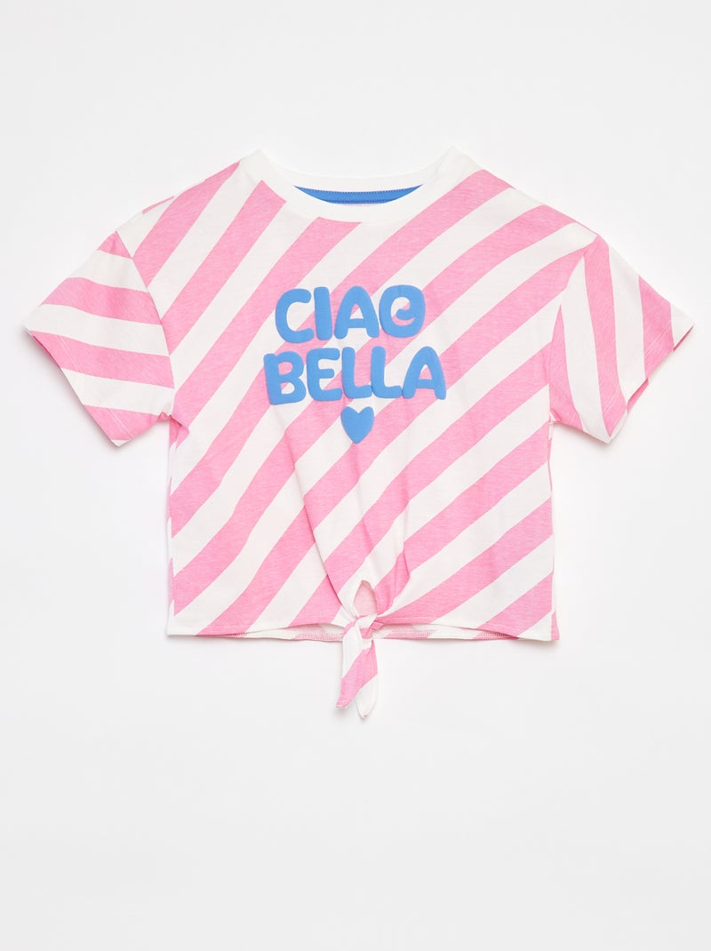 T-shirt imprimé  avec base à nouer ROSE - Kiabi