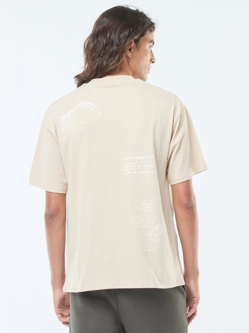T-shirt imprimé avec broderie poitrine et imprimé au dos - Kiabi