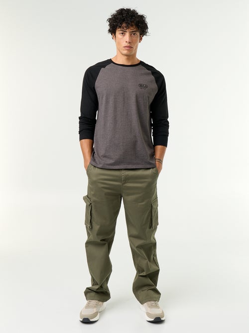 T-shirt imprimé avec manches longues raglan - Kiabi