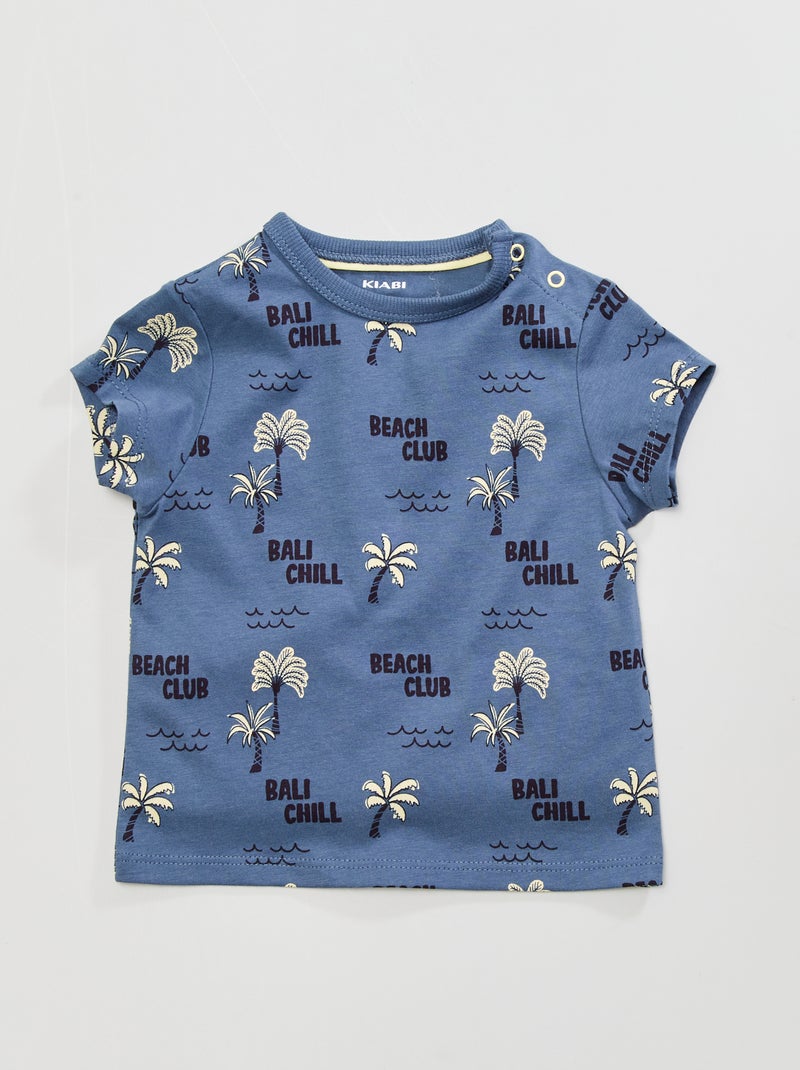 T-shirt imprimé 'Bali' Bleu - Kiabi