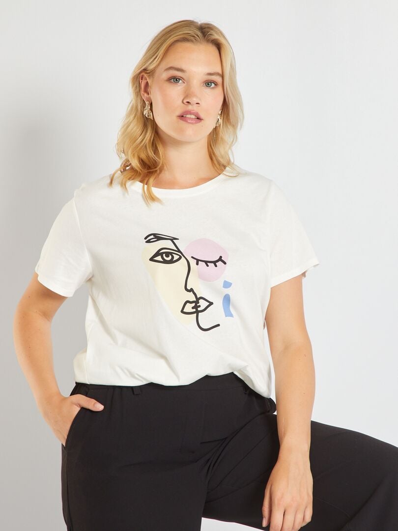 t shirt blanc imprimé femme