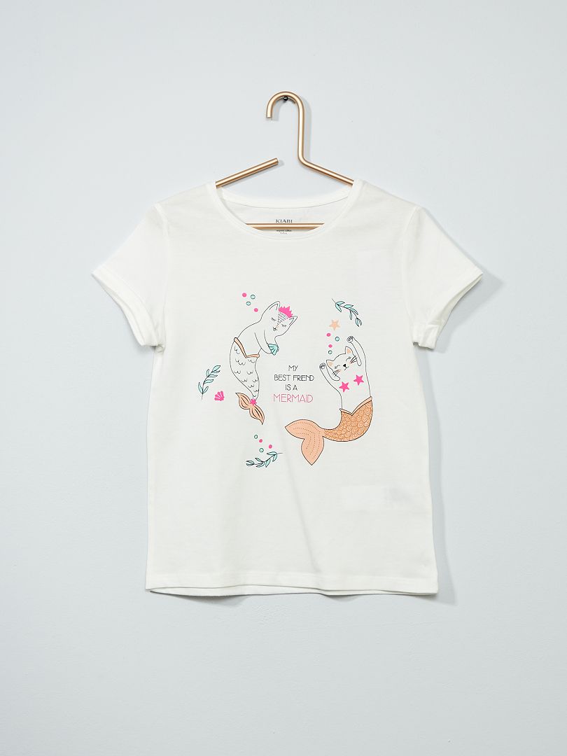 T-shirt imprimé blanc/sirène - Kiabi