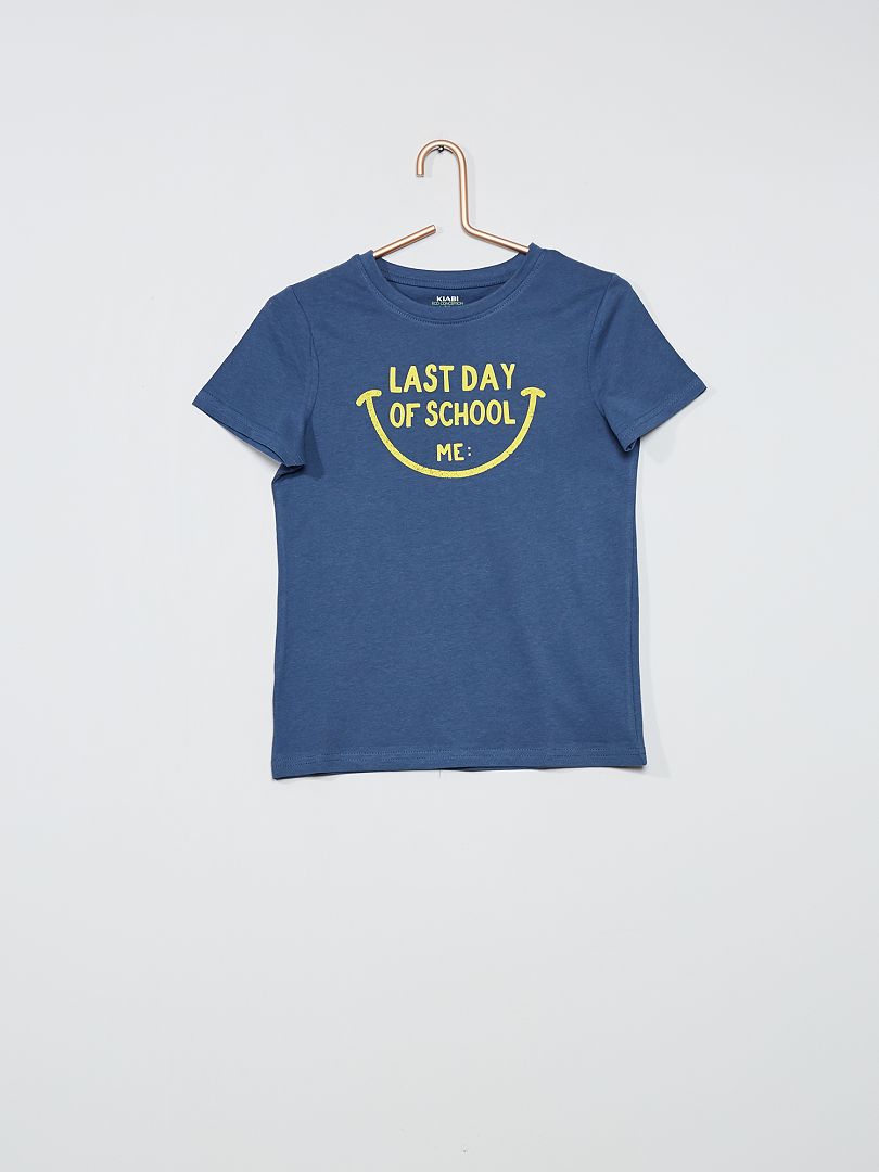 T-shirt imprimé bleu gris/school - Kiabi