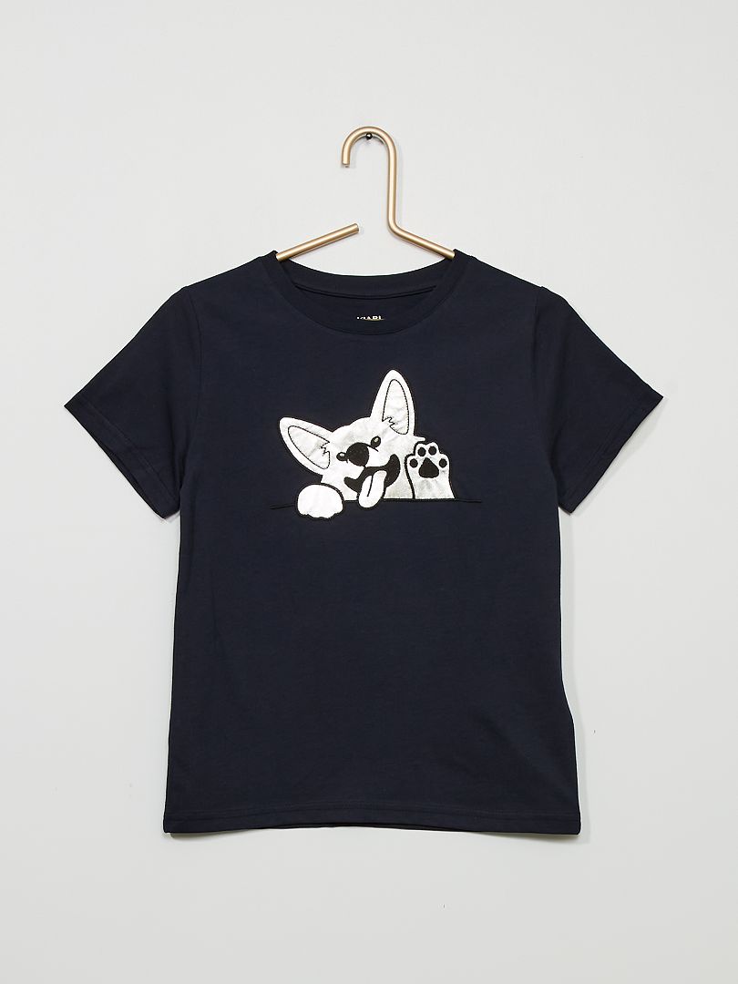 T-shirt imprimé 'chien' Bleu - Kiabi