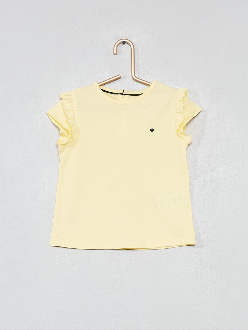 T-shirt imprimé coton bio jaune pâle - Kiabi