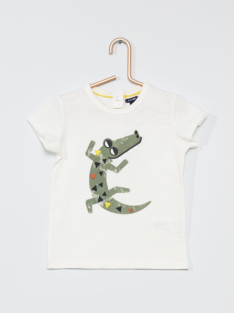 T-shirt imprimé 'crocodile' blanc/crocodile - Kiabi