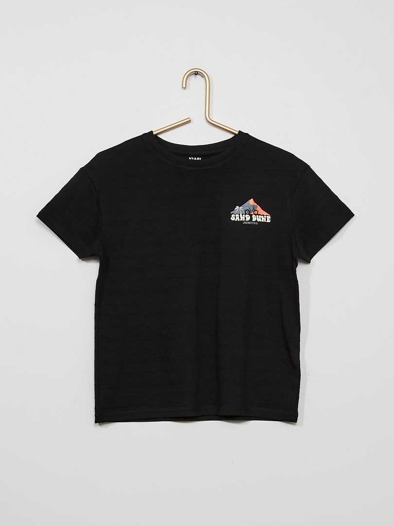 T-shirt imprimé devant et dos noir - Kiabi