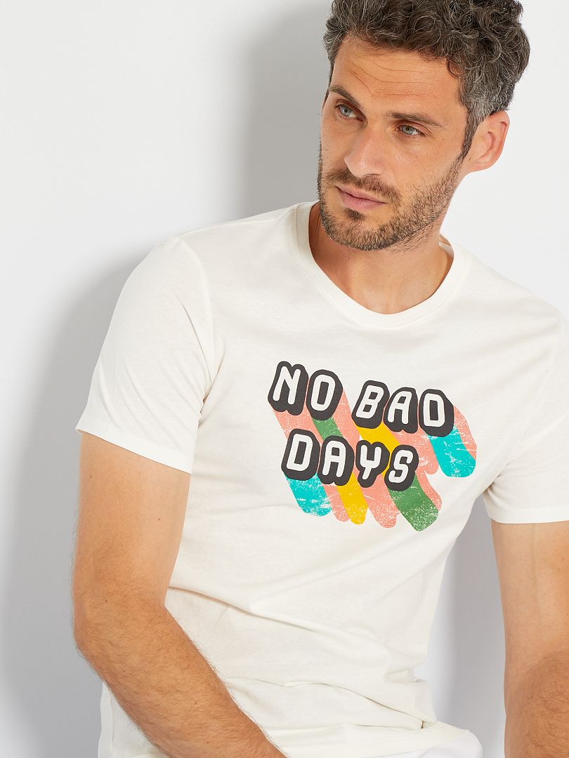 T-shirt imprimé écru/no bad days - Kiabi
