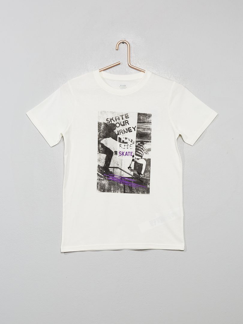T-shirt imprimé écru/skate - Kiabi